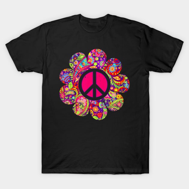 Daisy PEACE SIGN LOVE 60s 70s Tie Dye Hippie Costume T-Shirt by mccloysitarh
